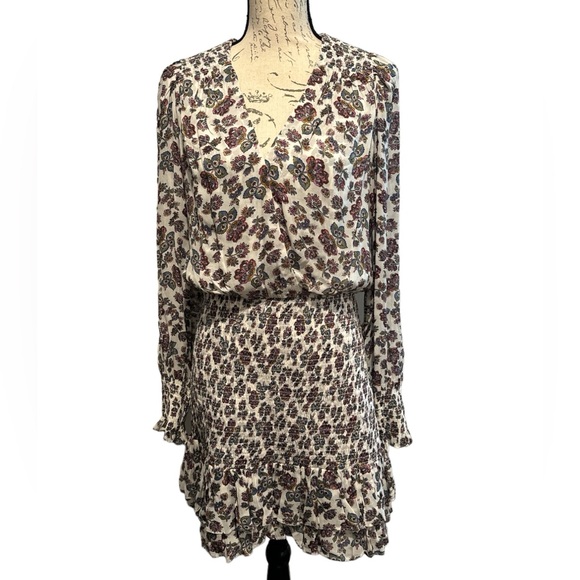 VERONICA BEARD Saera shirred floral-print crepe de chine mini dress sz 6 - Picture 3 of 5